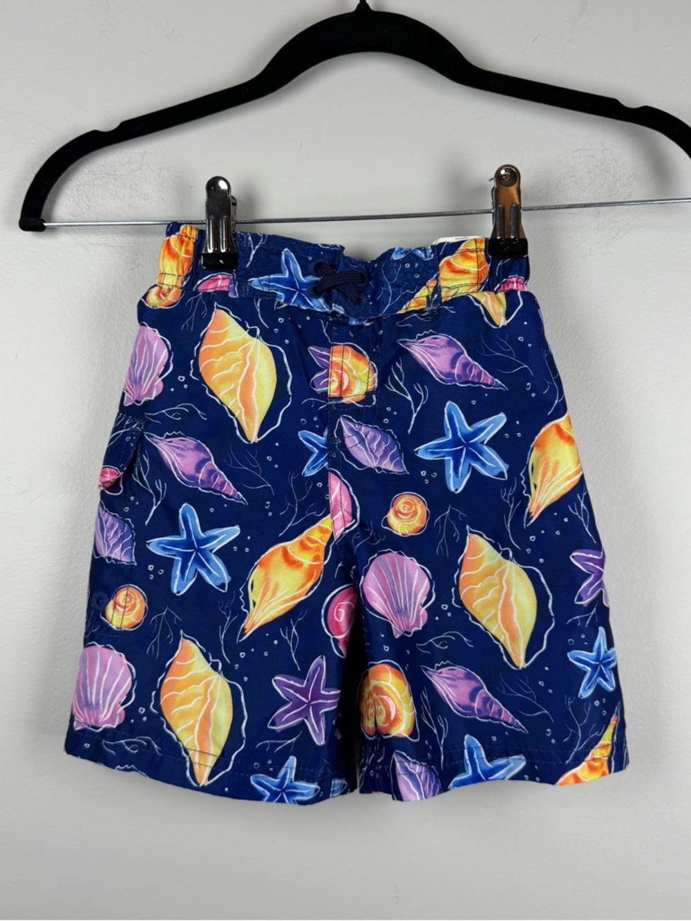 Boy’s Spicy Tuna Blue Seashells AOP Swim Shorts Lined Trunks 3T Starfish Kids